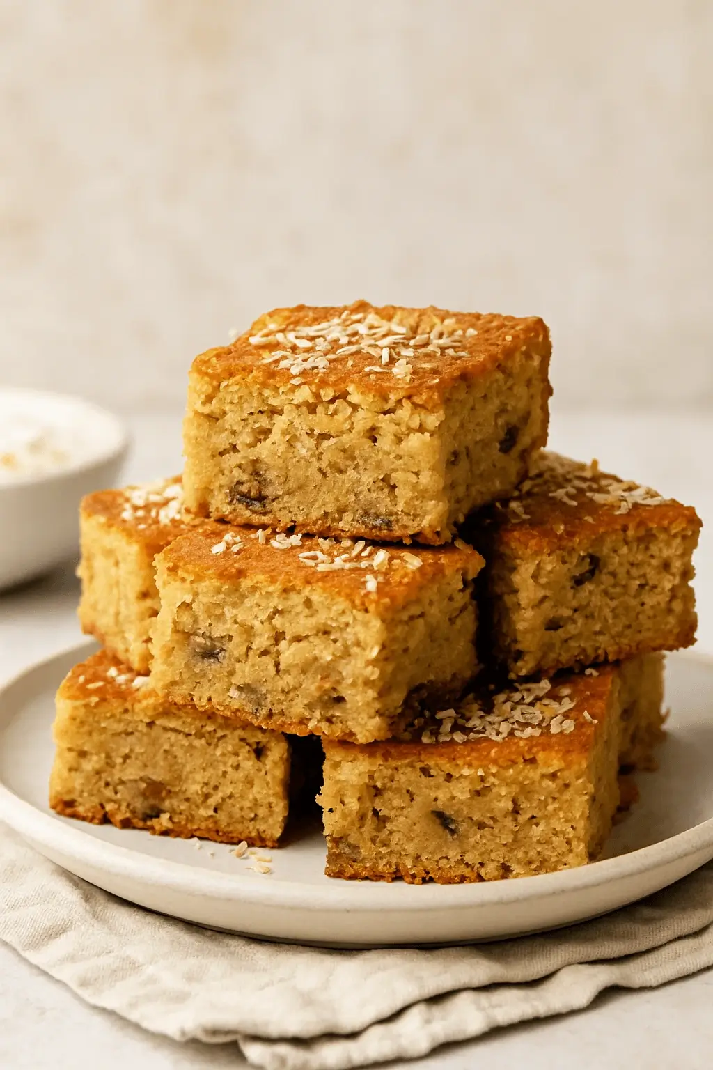 Stack of golden Coconut Toto bars topped with shredded coconut, a classic treat from Jamaican Desserts.