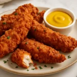 Crispy golden tenders served with mustard dip — perfect for your fried chicken tenders recipe